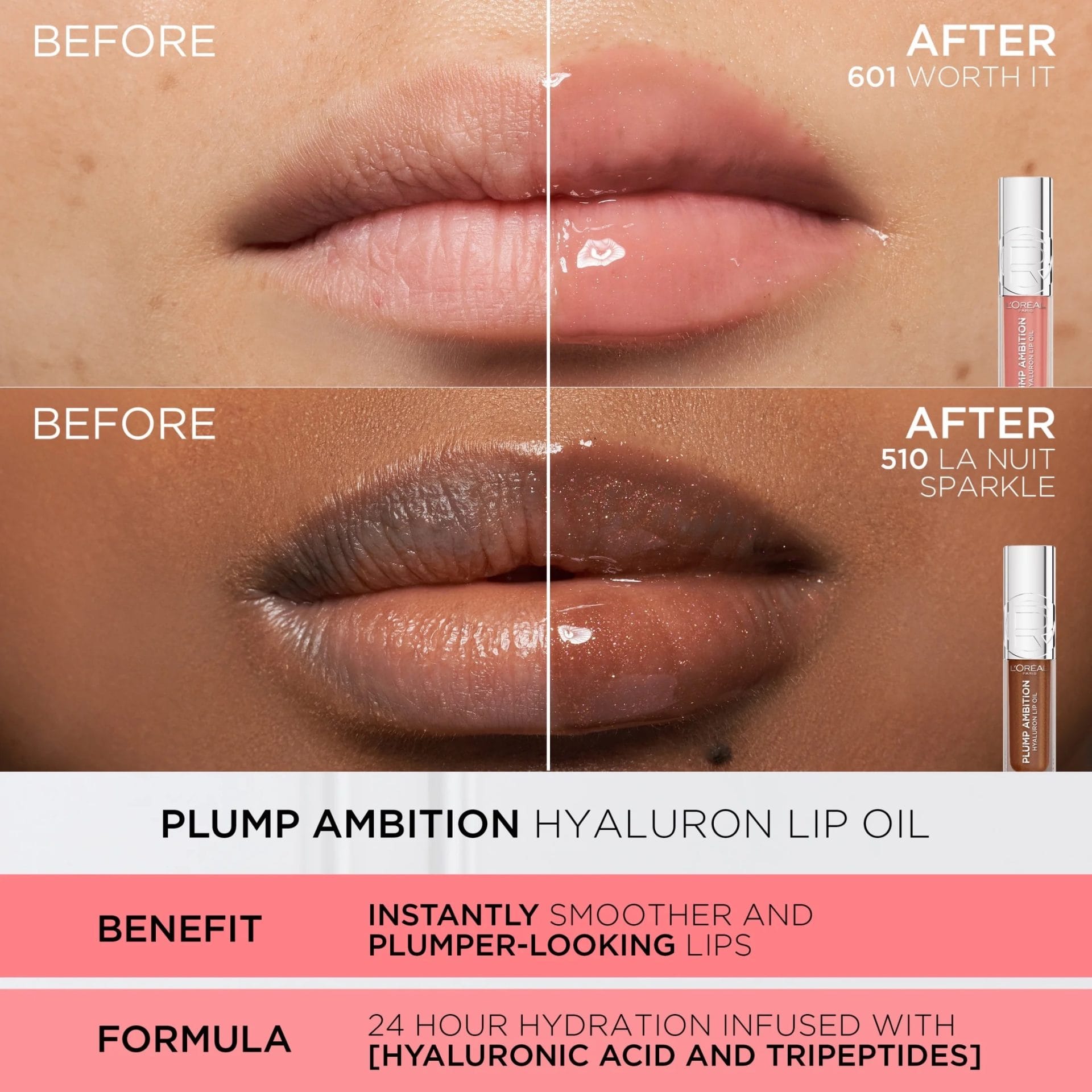 Loreal Plump Ambition Hyaluron Lip Oil 24HR Care with Hyaluronic Acid - Imagen 4