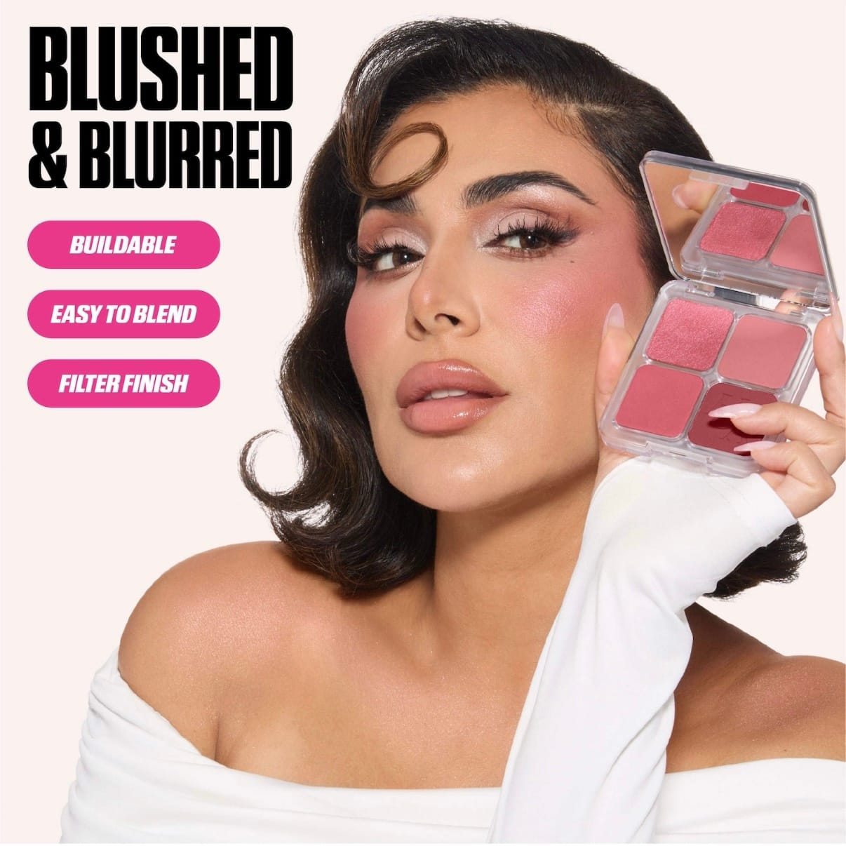 Huda Beauty Blush Filter Blurring Blushlighters Palette (Rose Berry) - Imagen 4